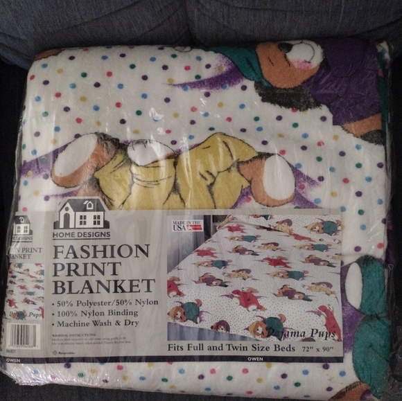 Vintage Pajama Pups Blanket New Old Stock 72” x 90” Twin & Full Size Made in USA - Picture 1 of 8